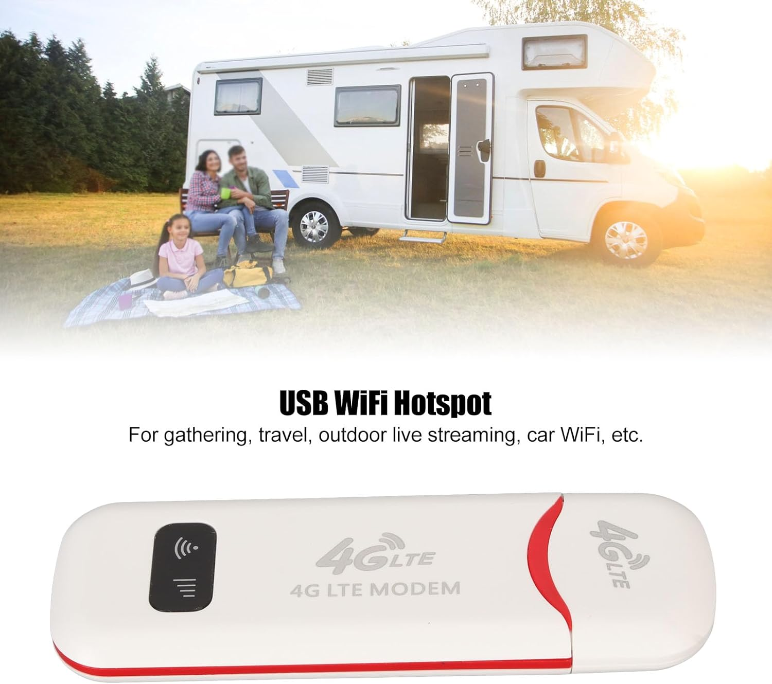 4G LTE USB Wifi Modem, Mobile Internet Devices with SIM Card Slot, 300Mbps High Speed, Portable Travel Hotspot Mini Router, Wireless Network Router, White image number 5