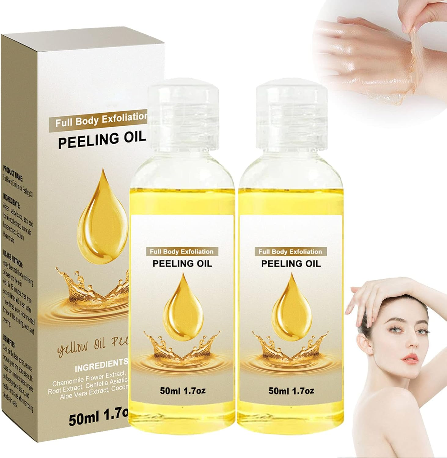 Fullbody Exfoliation Peelingoil, Body Exfoliate Peeling Oil, Old Yellow Peeling Oil, 2023 New Old Natural Spot Yellow Peeling Oil (3 Pcs)