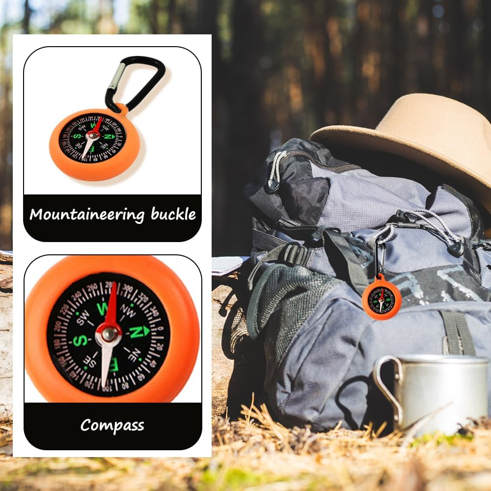 Glamifyr Pack of 9 Compass Children, Outdoor Children'S Compass Key Chain, Bushcraft Compass with Carabiner Hook, Hiking Activities, Portable, Universal, Camping, Outdoor Gifts image number 3