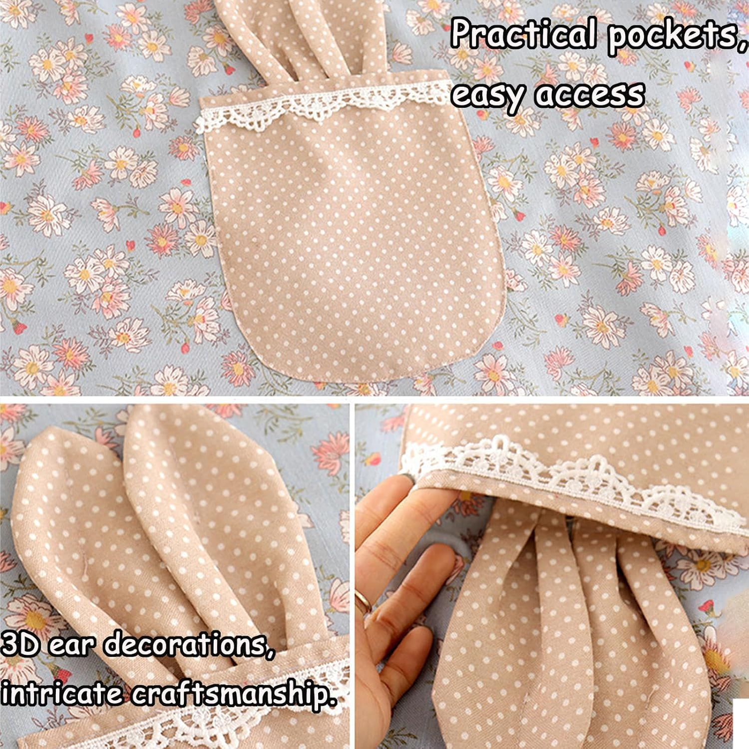 Taoluwin Kitchen Apron, Cooking Apron for Women, Cross Back Design with Stain-Resistant Fabric, Elastic Cuffs, Pockets & Lace Trim for Baking, BBQ image number 6