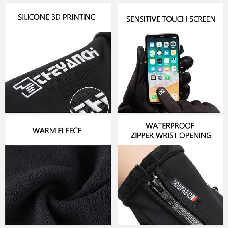 KEGECOL Winter Gloves for Men Women, Waterproof Warm Ski Gloves for Cold Weather, Touch Screen, Running Driving Cycling image number 7