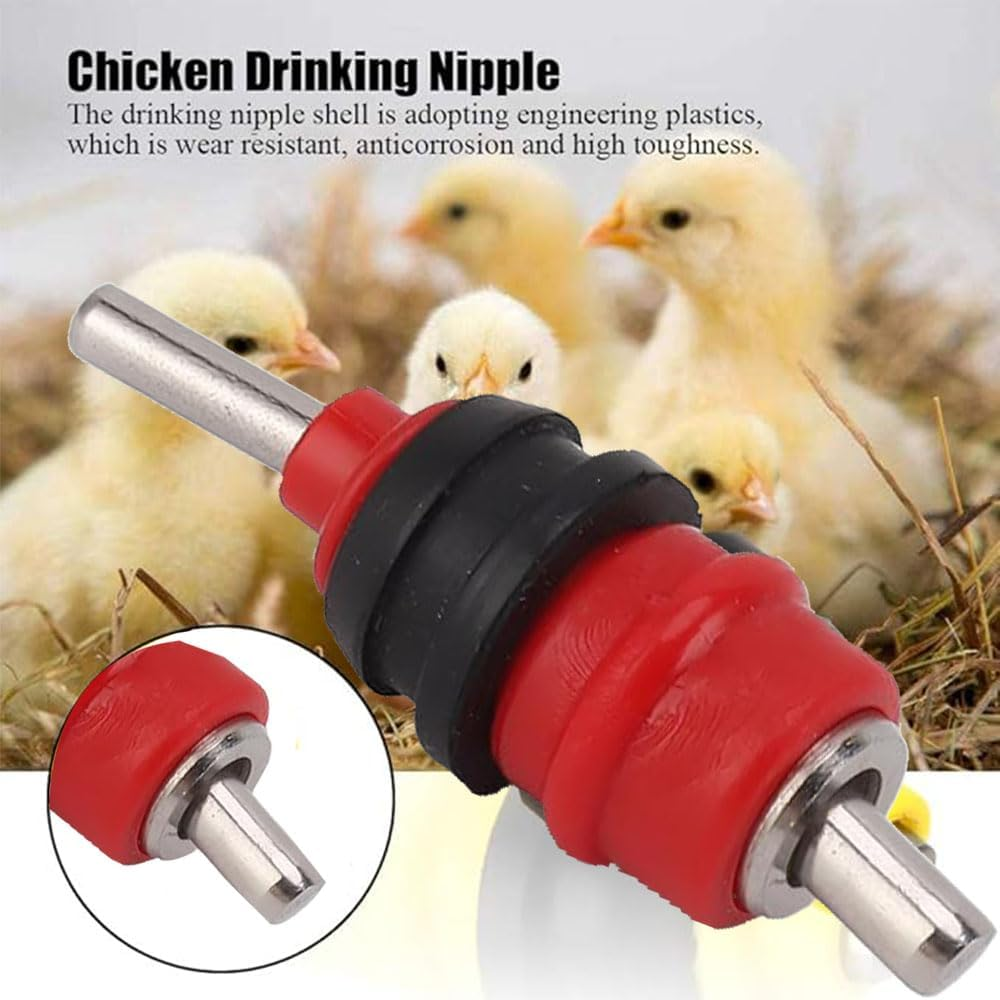 10Pcs Chicken Nipple Drinker Hen Automatic Water Feeder Screw Style Poultry Waterer,Automatic Poultry Waterer Screw in Style Chicken Water Nipples for Chicks