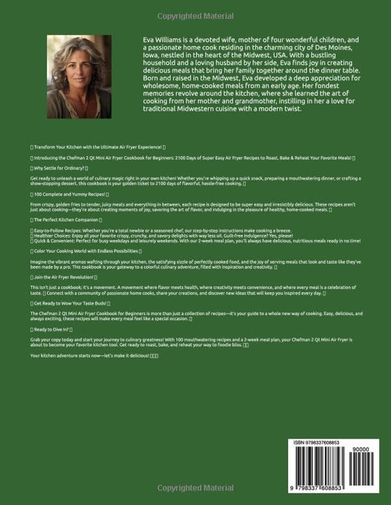 Chefman 2 Qt Mini Air Fryer Cookbook for Beginners: 2100 Days of Super Easy Air Fryer Recipes to Roast, Bake & Reheat Your Favorite Meals. Including 2-Week Meal Plan