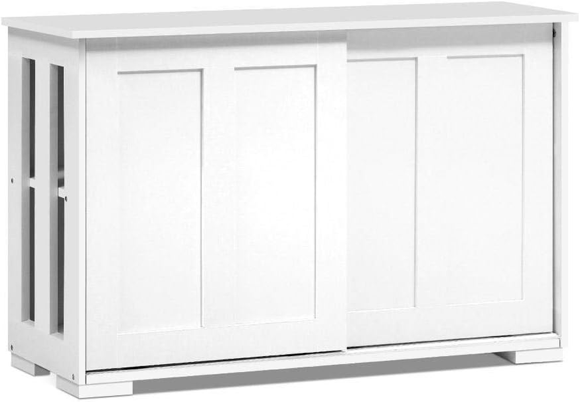 Artiss Buffet Sideboard White with Sliding Doors and Inner Shelves Pantry Cupboard Corner Cabinet, Kitchen Storage Table Display Organizer Dining Furniture Living Room Home image number 3