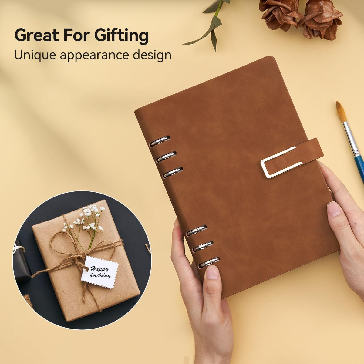 LIGHTWISH Watercolor Sketchbook,100% Cotton Acid Free Watercolor Journal,300Gsm/140Lb Cold Press Watercolor Paper for Artists,Adults,Students,20 Sheets,9.25 * 6.3 Inches - Yellow-Brown Cover image number 4