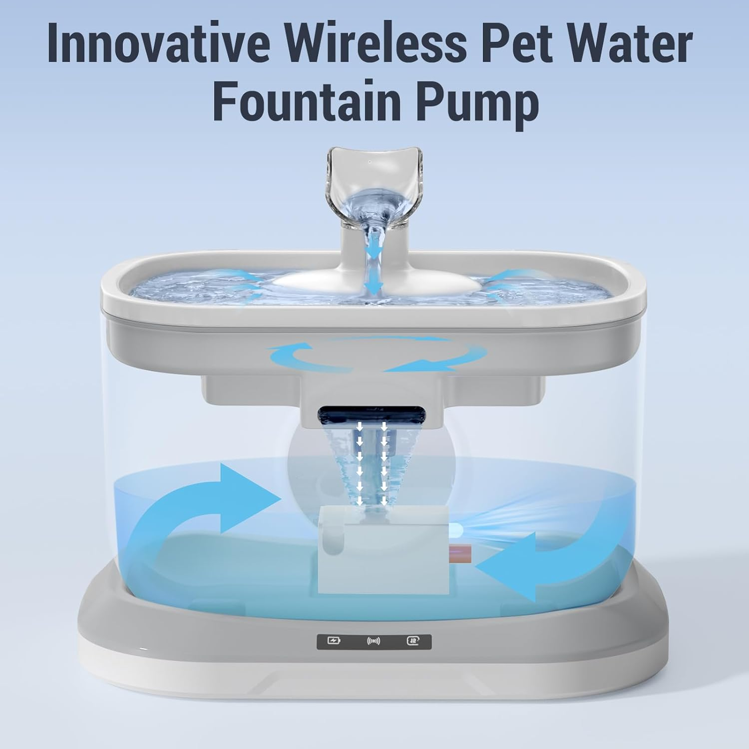 Petlipo Water Pump, Replacement Pump for Cat Water Fountain, Ultra Quiet, Wireless Auto Shut-Off for Cordless Cat Water Fountain, Dog Water Dispenser Indoor 3L/Min (DC 5V)