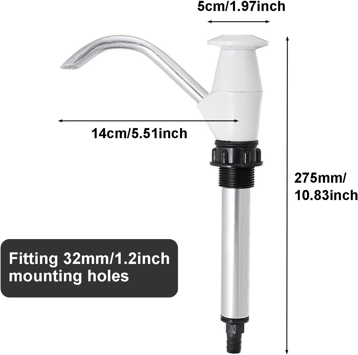 Caravan Sink Water Hand Pump, Hand-Operated Galley Water Pump, Double Action Camping Trailer Motorhome Replacement Pumping Tool, Ideal for Camping Trailer, Motorhome, Work Vehicles image number 6