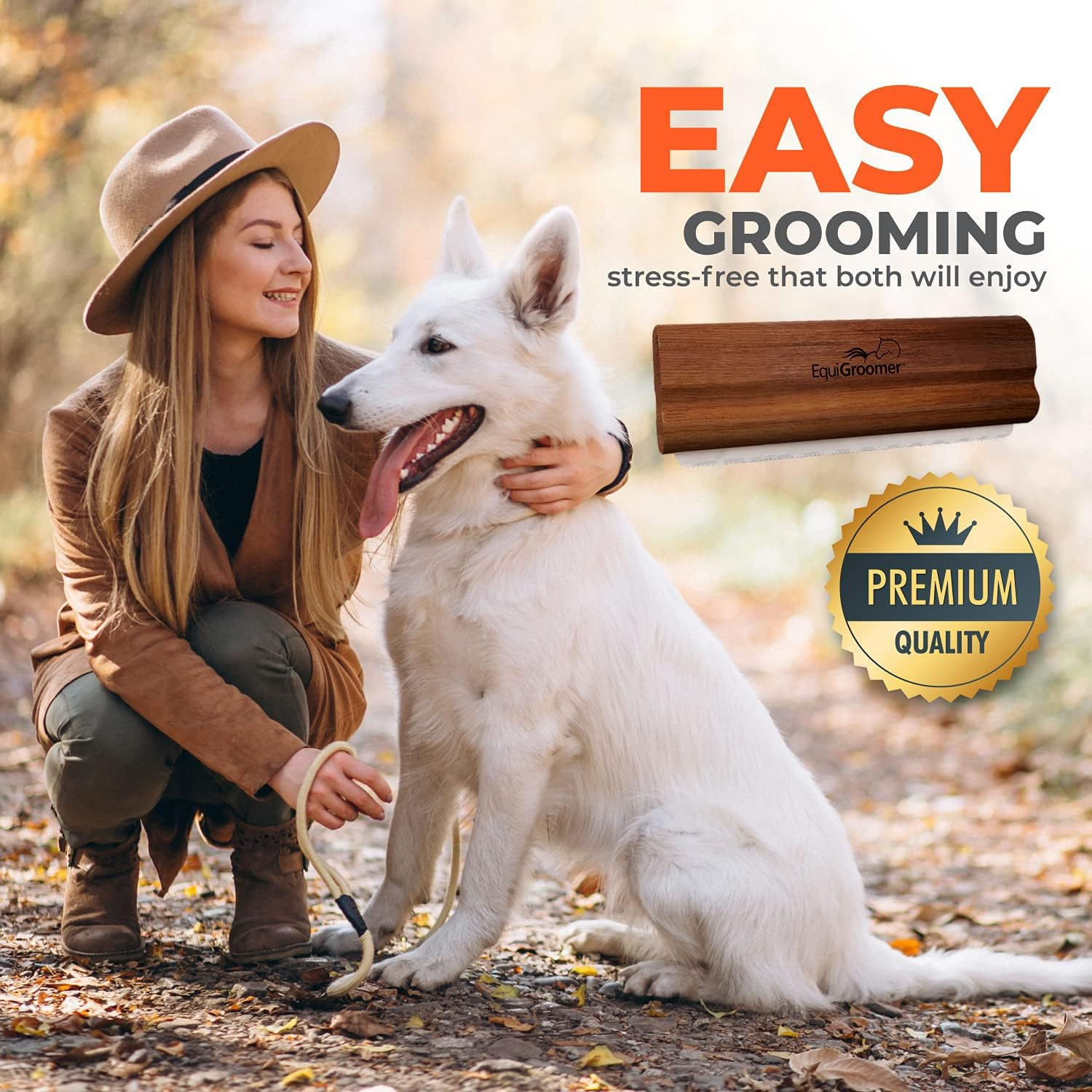 Equigroomer Deshedding Brush for Dogs and Cats | Undercoat Tool for Large and Small Pets | Comb Removes Loose Dirt, Hair and Fur While | Perfect for Short and Long Hair Grooming Shedding (5", Brown) - Lime image number 6