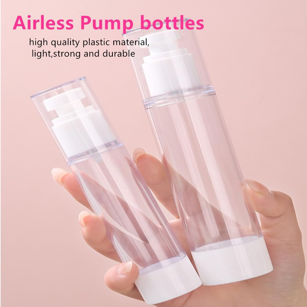 1.7 Oz 50Ml Empty Airless Pump Bottles,Lotion Shampoo Cosmetics Travel Bottles,Dispenser Refillable Containers,For Business Trips and Travels (Pack of 6,Clear) image number 1
