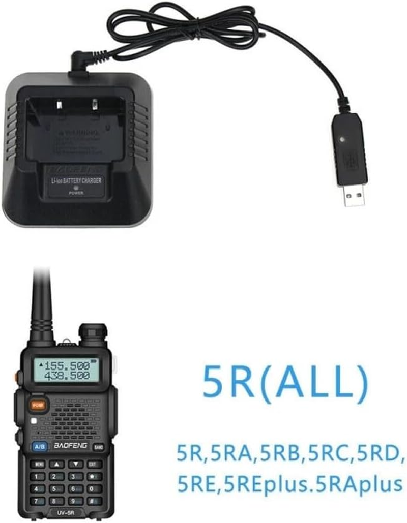 USB Walkie Talkie Charger Base Replacement Charging Station for Baofeng UV-5R