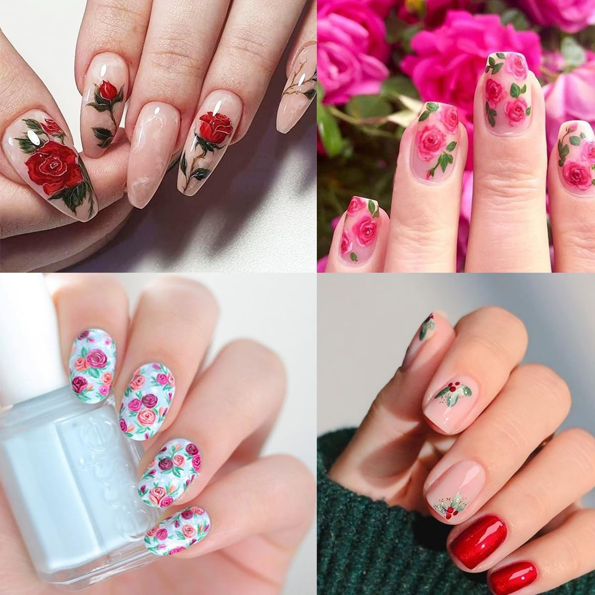 14 Sheets Flower Nail Art Stickers,Nail Art Supplies Orchid Butterfly Colorful Design Nail Accessories for Women Nail Decorations image number 1