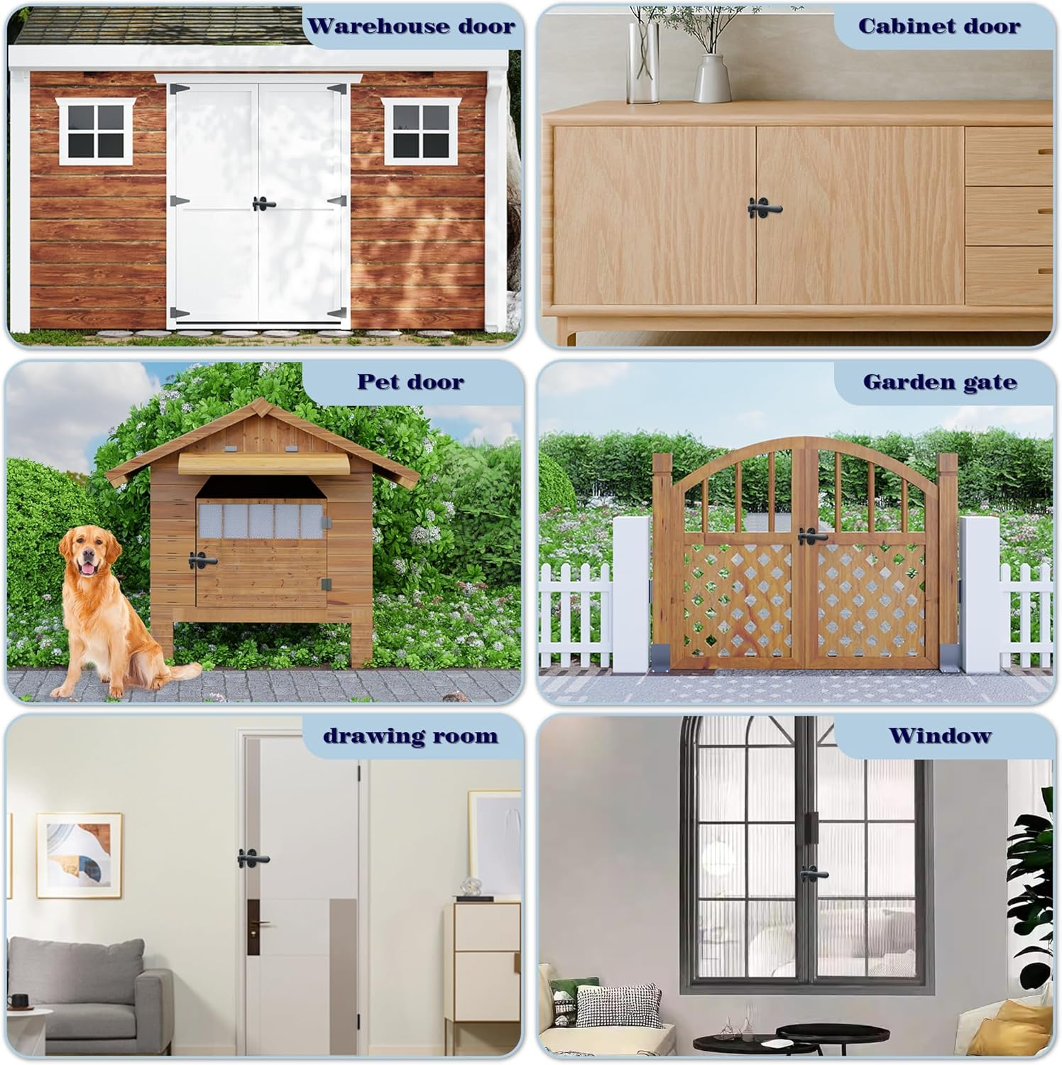 Alise Flip Latch Gate Latches Safety Door Lock Catch for Barn Wood Fence French Sliding Doors,Sus304 Stainless Steel Gate Hardware,Matte Black,Ms7001-B image number 3