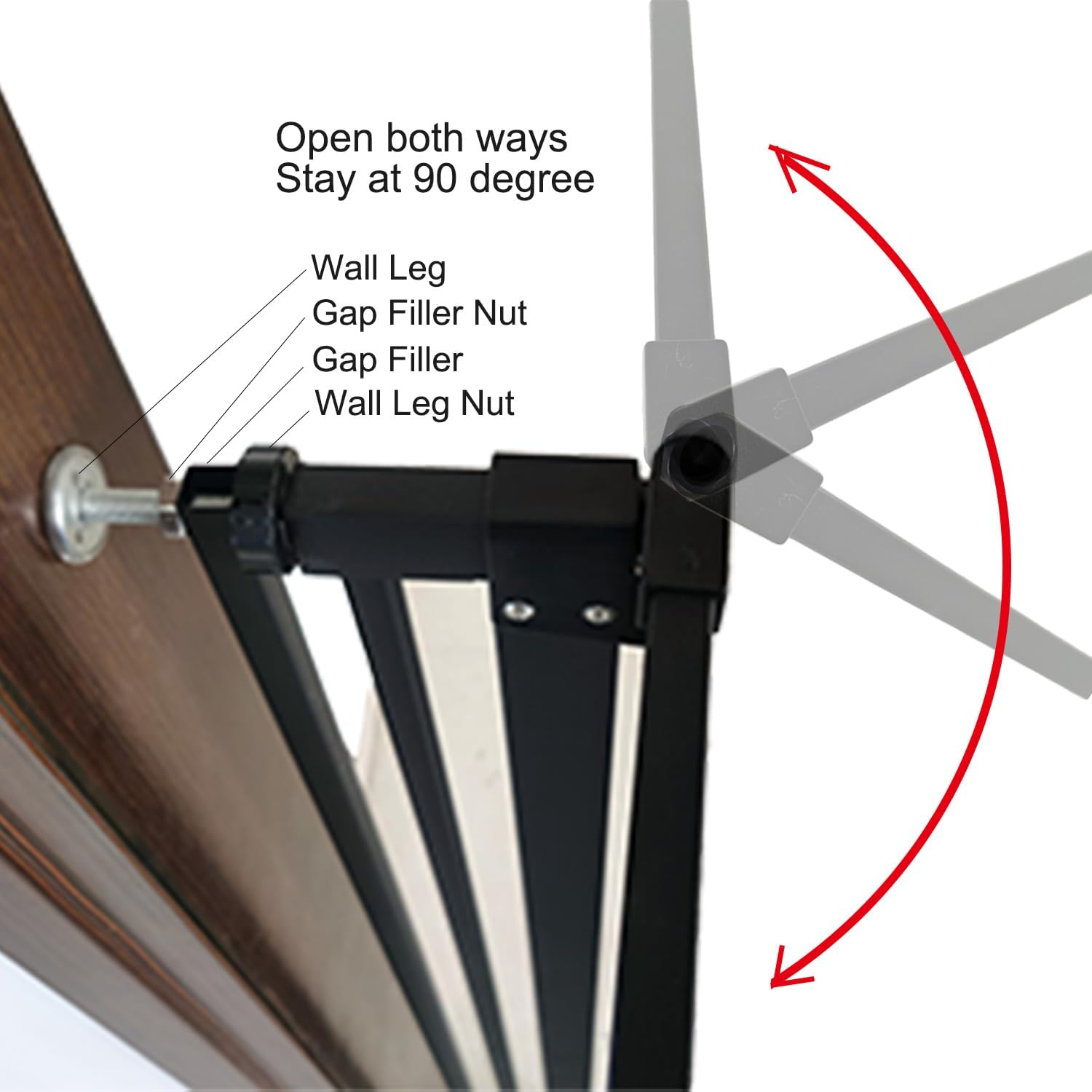 Riin Extra Tall 150Cm Baby Pet Security Gate Metal Safety Guard Tension Pressure Mounted for Children Dog Kitten Adjustable Width Range 75-85Cm Largest Gap between Bars 42Mm Model Main Black image number 5