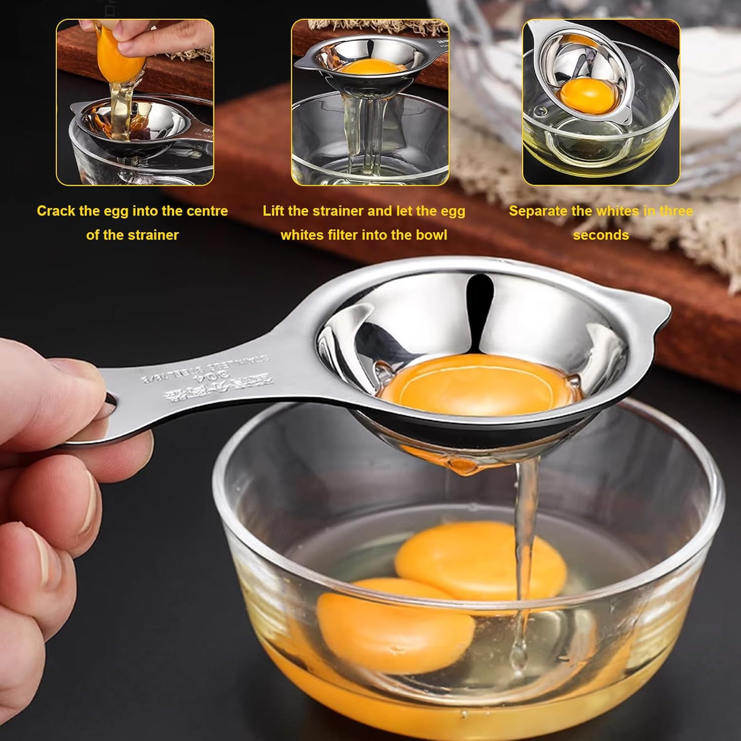 5 Pack Stainless Steel Mini Whisks Set with Egg Separator Includes 5 Inch and 7 Inch Small Wire Whisks for Baking Cooking Mixing Eggs Sauces Batters image number 4