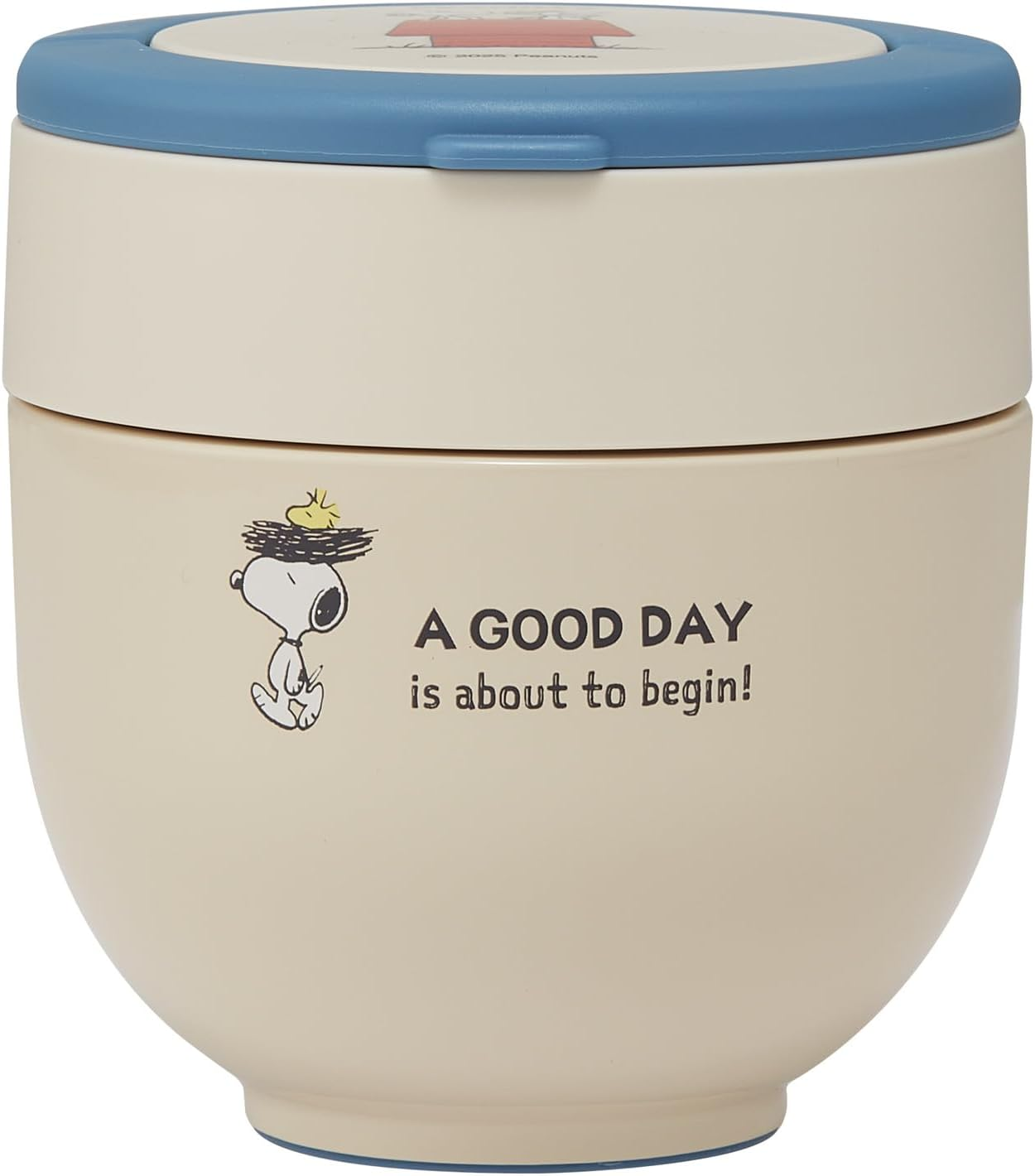 Skater Insulated Lunch Box, Rice Shape, 18.2 Fl Oz (540 Ml), Women'S, 2 Tiers, Lunch Jar, Folding Handle, Antibacterial, Snoopy Good Day LDNO6AG-A