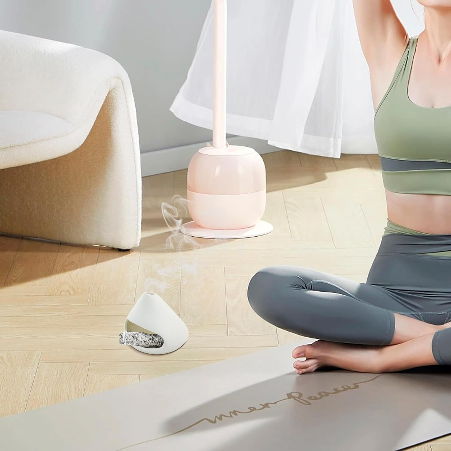 Mrmrkura Ceramic Incense Burner Holder for Palo Santo Sticks, Sage, Incense Sticks - White image number 1