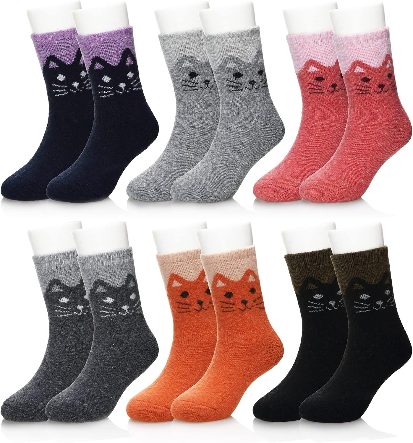 Eocom 6 Pairs Children'S Winter Warm Wool Socks Kids Boys Girls Socks