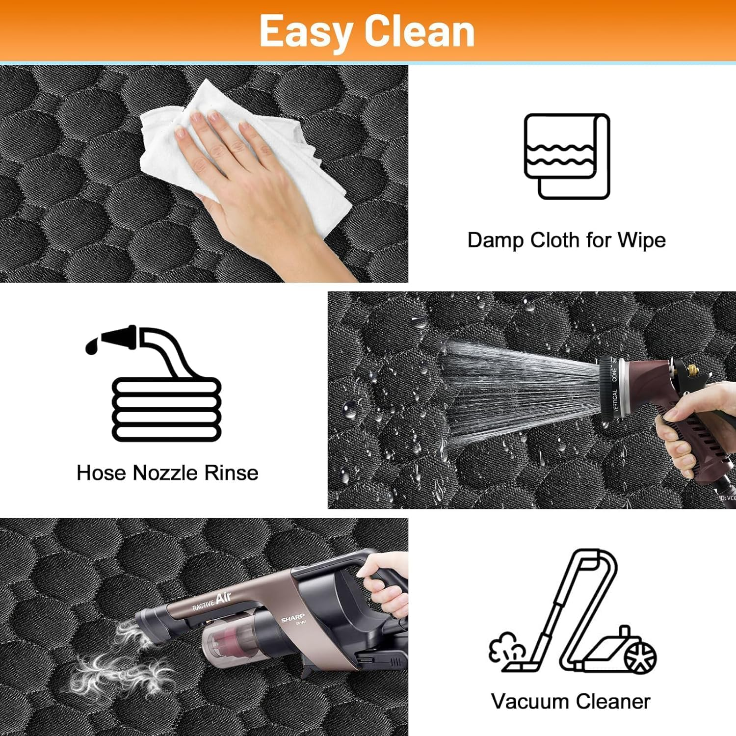 Mancro Floor Dog Hammock for Truck with Flip up Rear Seats, Waterproof Dog Back Seat Cover with Mesh Window Heavy Duty Back Seat Cover for Dogs, Compatible with F150, Chevy Silverado & RAM, Black