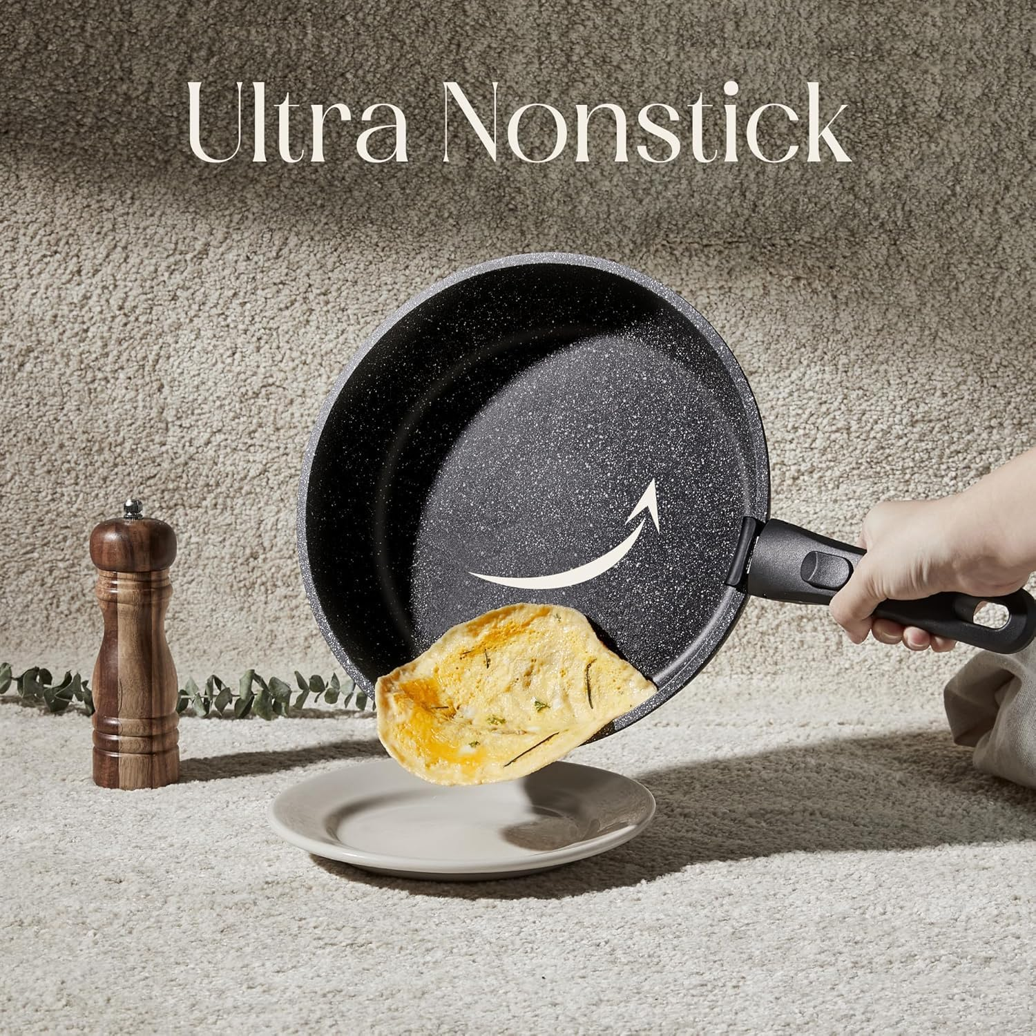 5 Pcs Pots and Pans Set Non Stick - Detachable Handle Cookware Set, Induction Nonstick Kitchen RV Cooking Set Removable Handle - Dishwasher ＆ Oven Safe ＆Heat Evenly for Better Cooking (Black) - Black image number 4