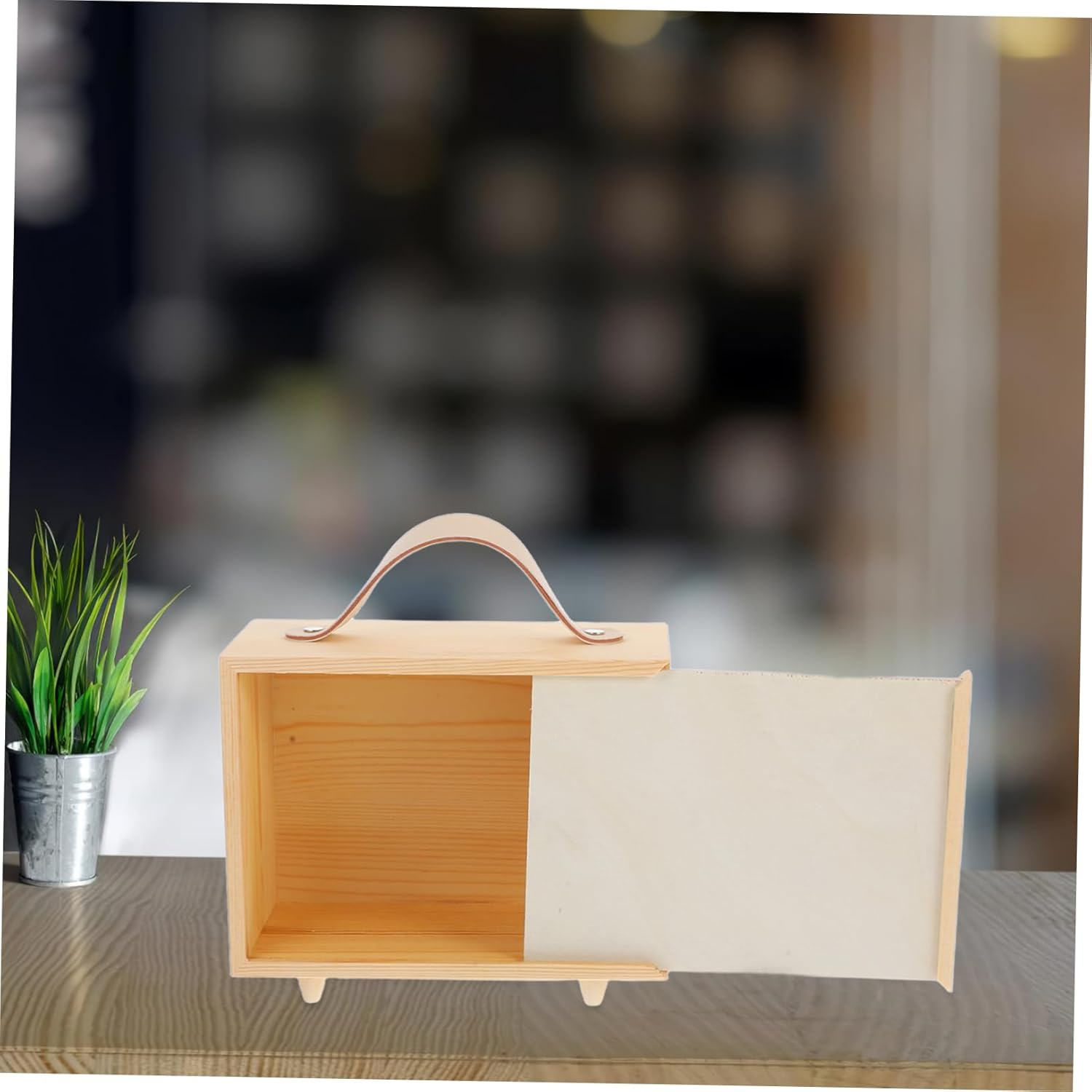 Wooden Keepsake Box with Handle Unfinished Rustic Jewelry Organizer for Weddings Parties and DIY Painting Durable Solid Storage for Dolls and Collectibles image number 2