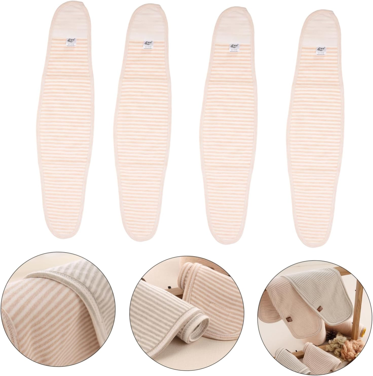 Baby Belly Band Navel Band 4Pcs Set Beige Newborn Umbilical Belt Soft Breathable Infant Belly Wrap for Newborn Care image number 3
