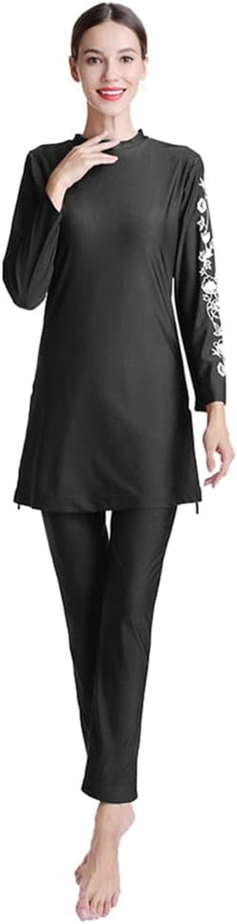 Islamic Burkini Swimsuits for Women Muslim Modest Swimwear Swim Dress Top + Pants + Hijab Beachwear image number 2