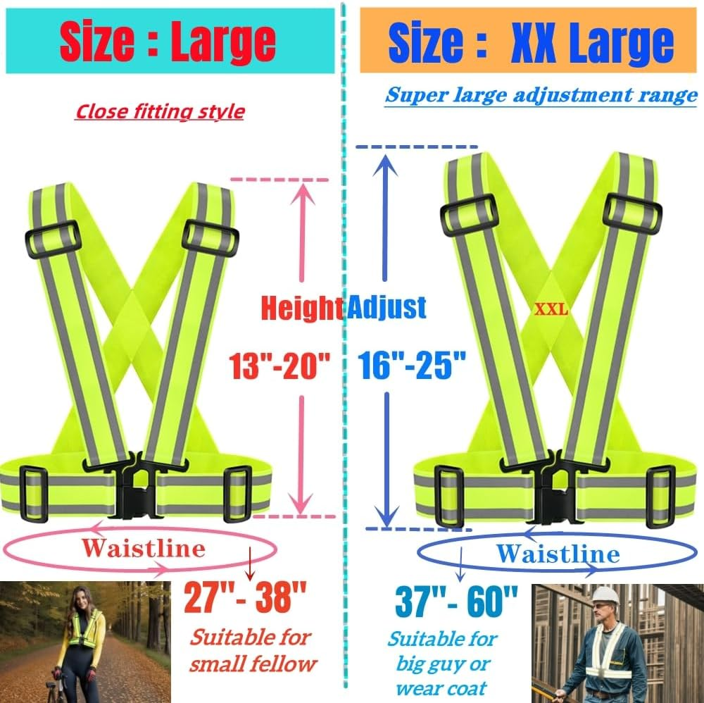 IDOU High Visibility Straps |Reflective Running Gear|Safety Vest for Men Women - 2, 2Pc-Yellow image number 3