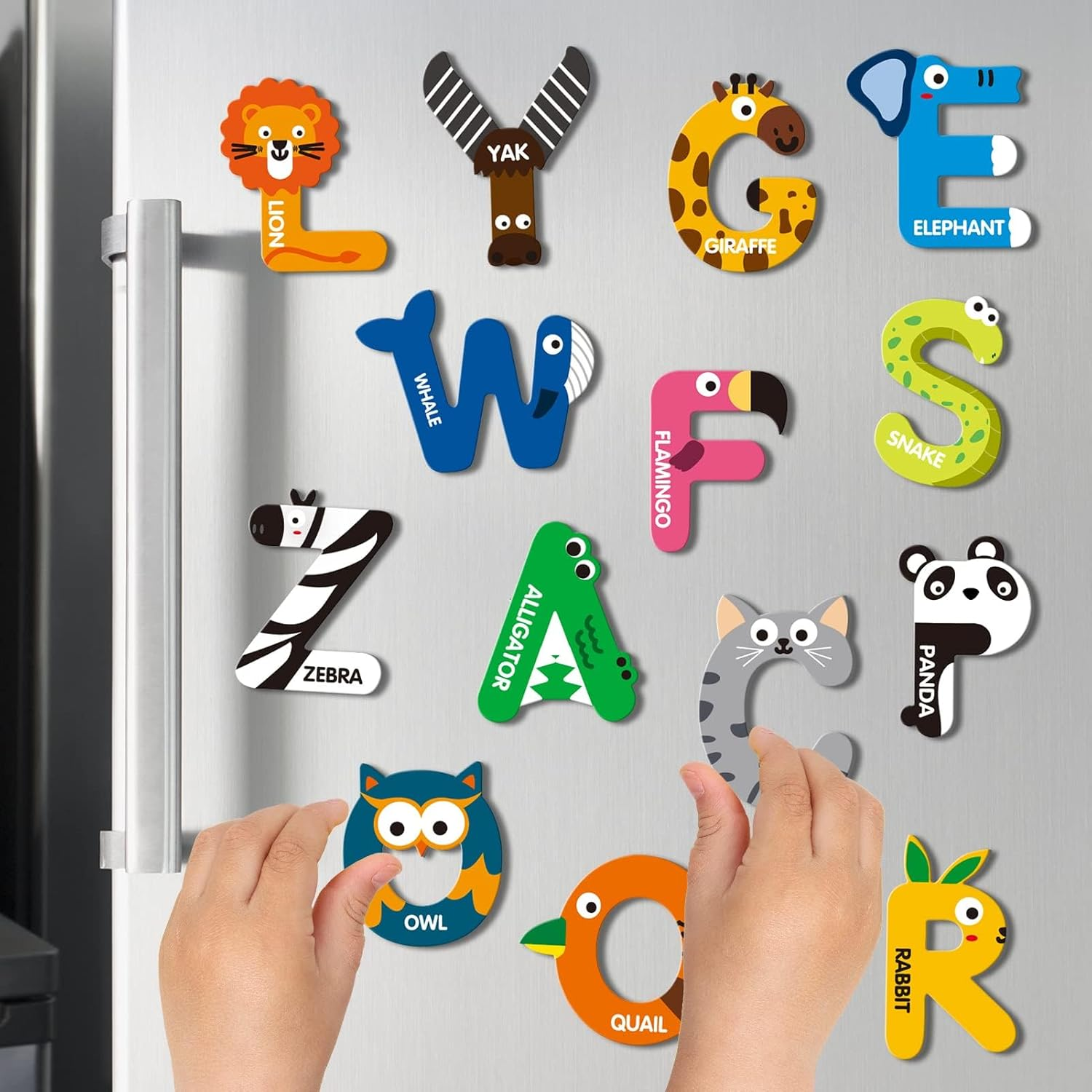 Large Size Magnetic Letters, Cute Animal Alphabet ABC Magnets for Fridge Colorful Uppercase Animals Toys Set Educational Spelling Learning Games for Kids, Toddlers 3 4 5 Years Old image number 3