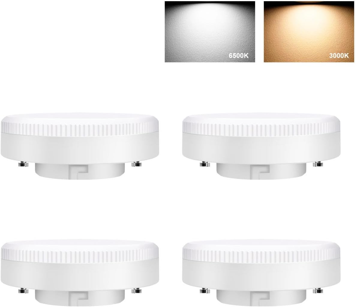 EXTRASTAR GX53 9W 3000K LED Bulb, Replaces 61W Halogen Lamp, GX53 LED Recessed Spotlight for Cabinet Lighting, 120&deg;, 820LM, AC 220V, Non-Dimmable, Cool White, Pack of 4