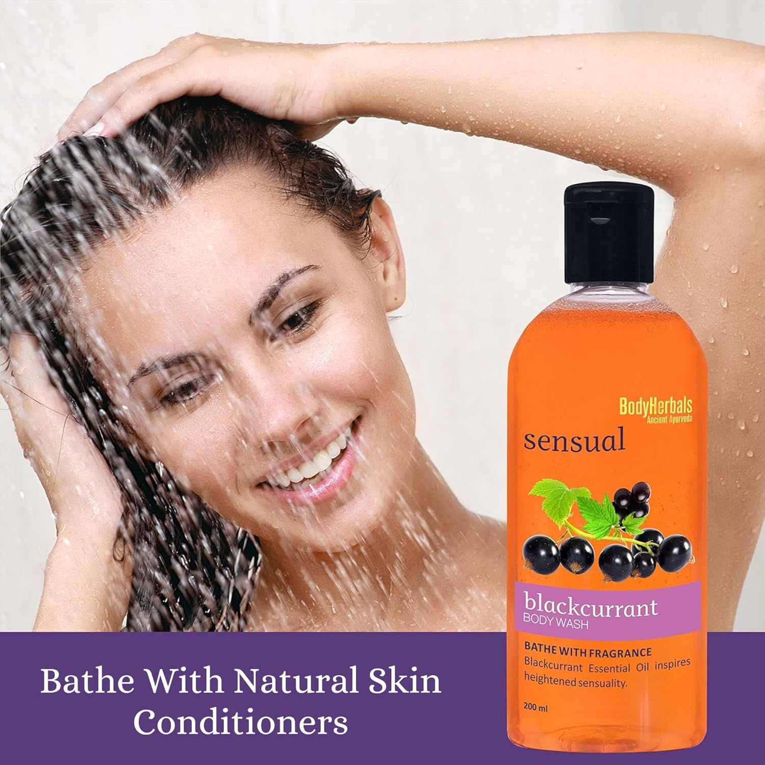 Bodyherbals Sensual, Blackcurrant Body Wash with Skin Conditioners (200Ml) Beauty, Bath & Shower, Soaps & Body Washes, Body Wash Gels image number 4