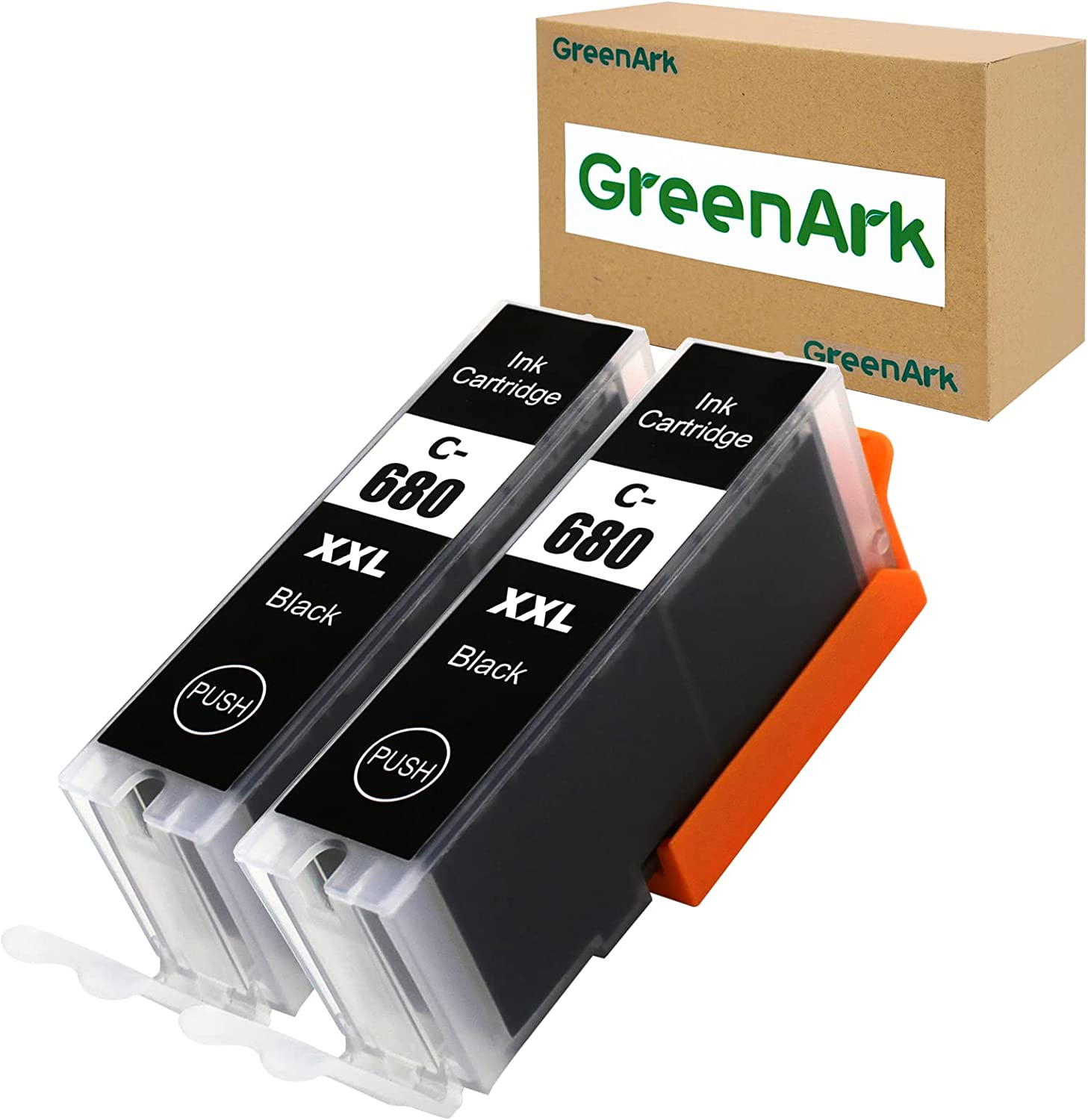 Greenark Compatible Canon 680 Ink Cartridge Replacement PGI-680XXL for Canon PIXMA TR7560 TR8560 TS6160 TS6260 TS8160 TS8260 TS9160 TS9560 TS706 Printer (2 Black)