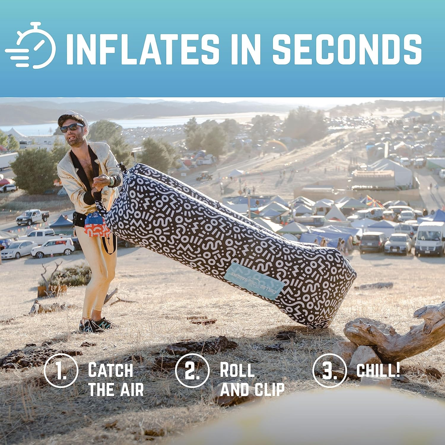 Chillbo Inflatable Couch &ndash; Cool Inflatable Chair. Upgrade Your Camping Accessories. Easy Setup Is Perfect for Hiking Gear, Beach Chair and Music Festivals. image number 2