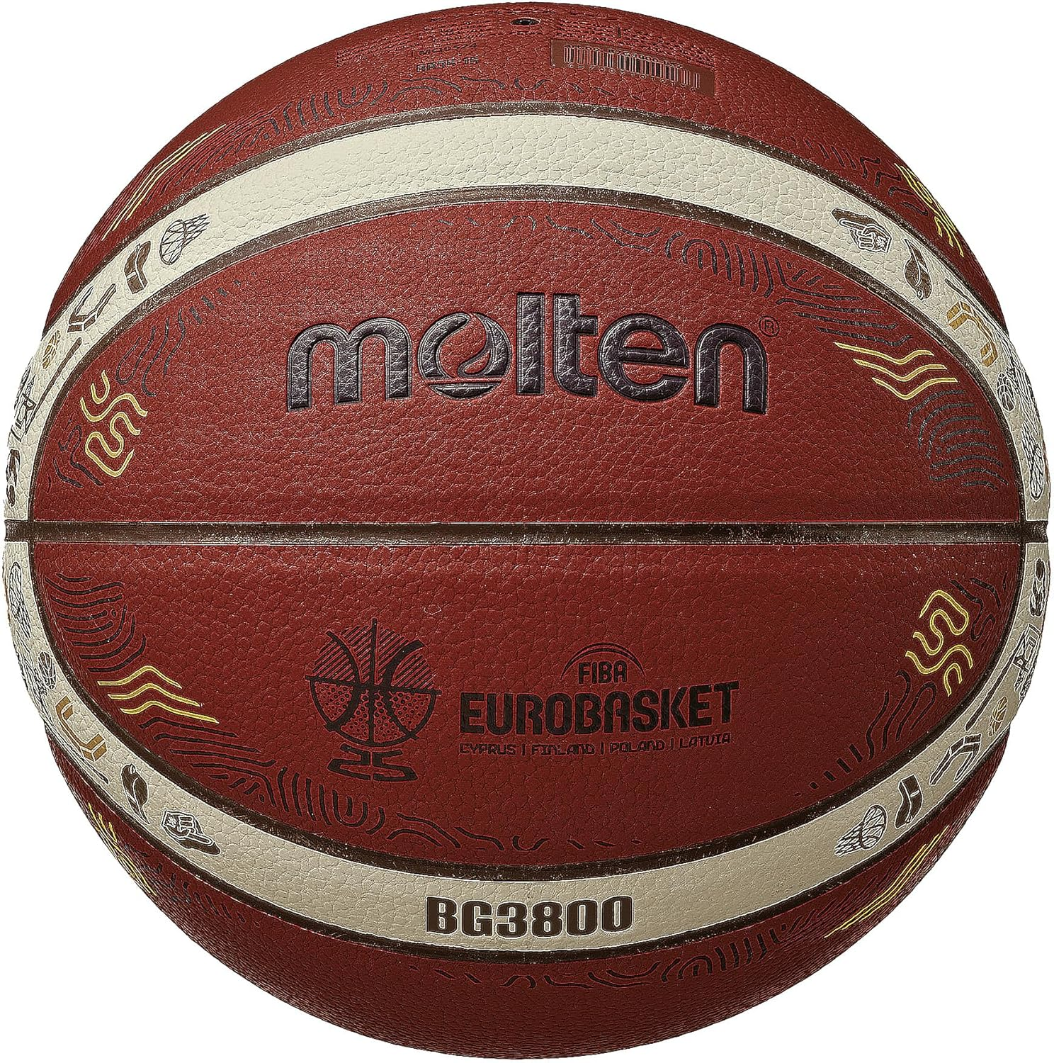 Molten B7G3800-E5Z Basketball Eurobasket 2025 Model Synthetic Leather No. 7 Ball image number 2