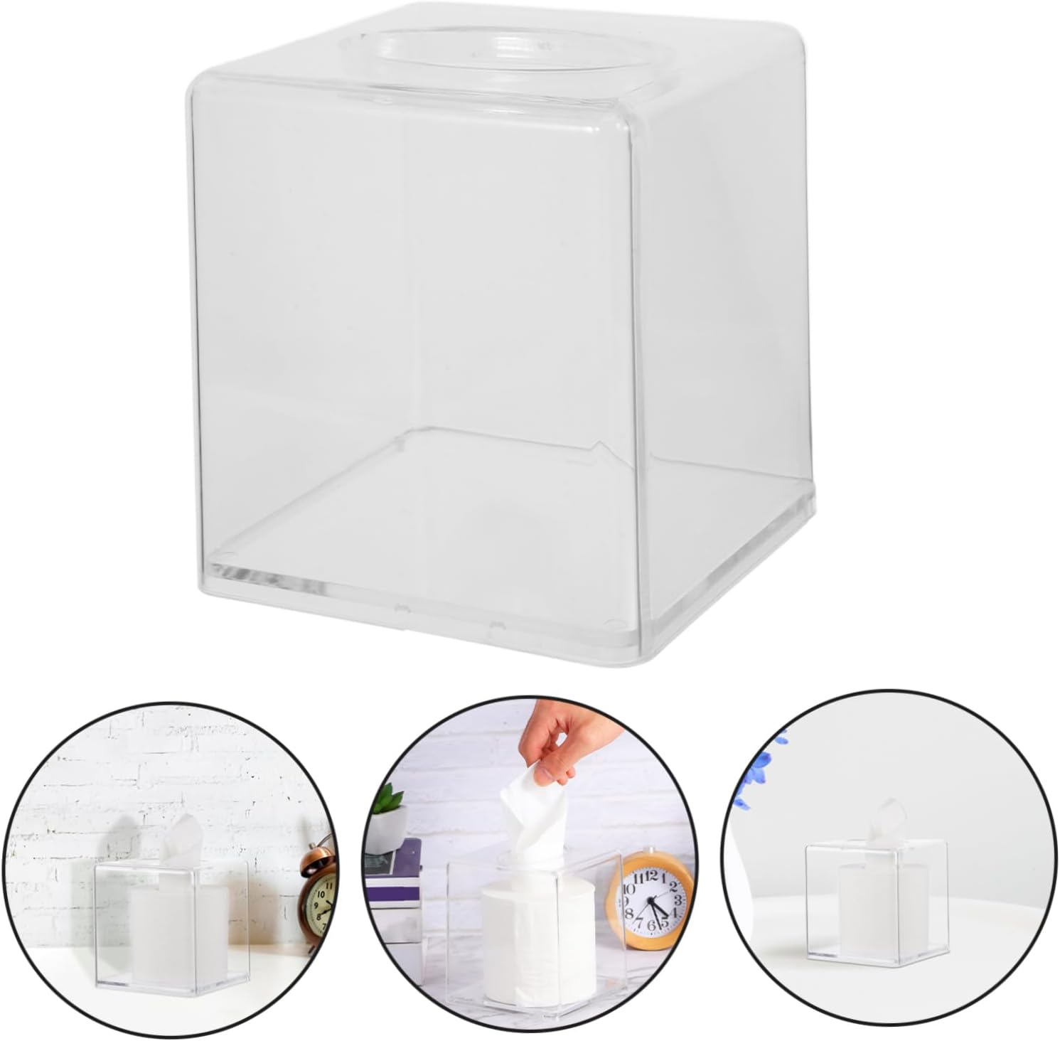 MAGICLULU Square Tissue Box Cover Flat Napkin Holder Car Bathroom Use Decor Easy to Maintain image number 4