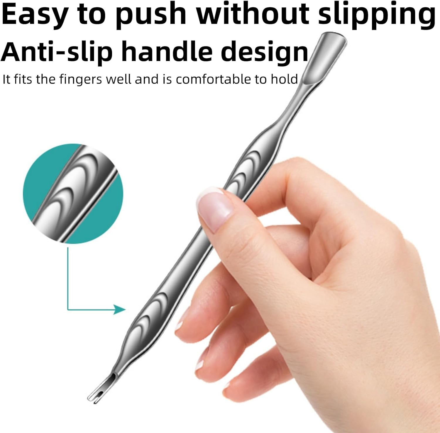 Suytvenxau Cuticle Pusher and Fork Tool 2 in 1 Nail Trimmer Stainless Steel Remover Cutter for Manicure Pedicure Nail Care