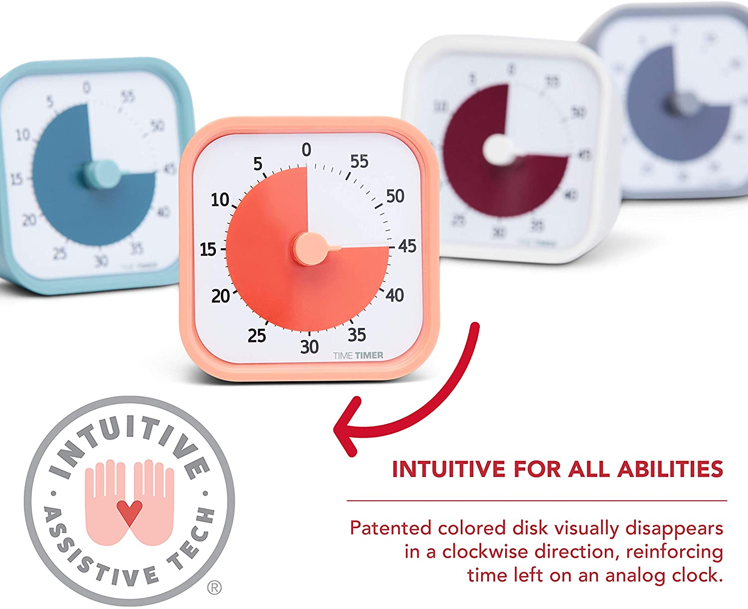 Time Timer Home MOD - 60 Minute Kids Visual Timer Home Edition - for Homeschool Supplies Study Tool, Timer for Kids Desk, Office Desk and Meetings with Silent Operation (Dreamsicle Orange) image number 6