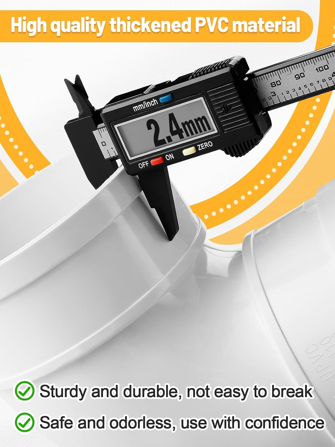 MEWTOGO Automatic Chicken Feeder No Waste - 6.6 Pounds Capacity Heavy Duty PVC Pipe Chicken Coop Feeder, Poultry Gravity Feed Port Used in Chicken Coop for Chicken Long Feeding - White-2 Set image number 6