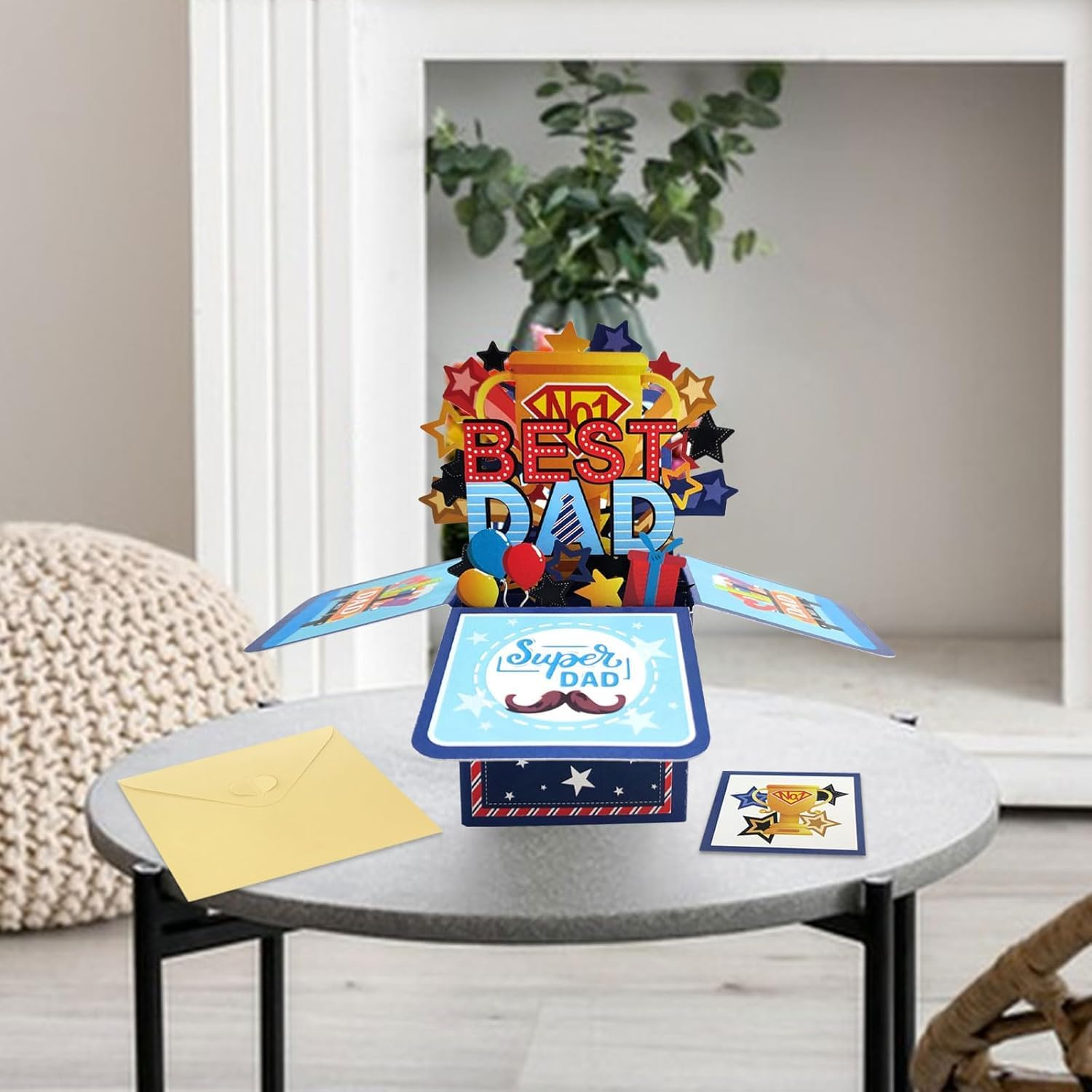 Fathers Day Greeting Card,Pop up Card 3D &ldquo;Best Dad&rdquo;, Gift Birthday, Surprise Effect Birthday Card, Father'S Day, Thank You Cards with Envelopes image number 2
