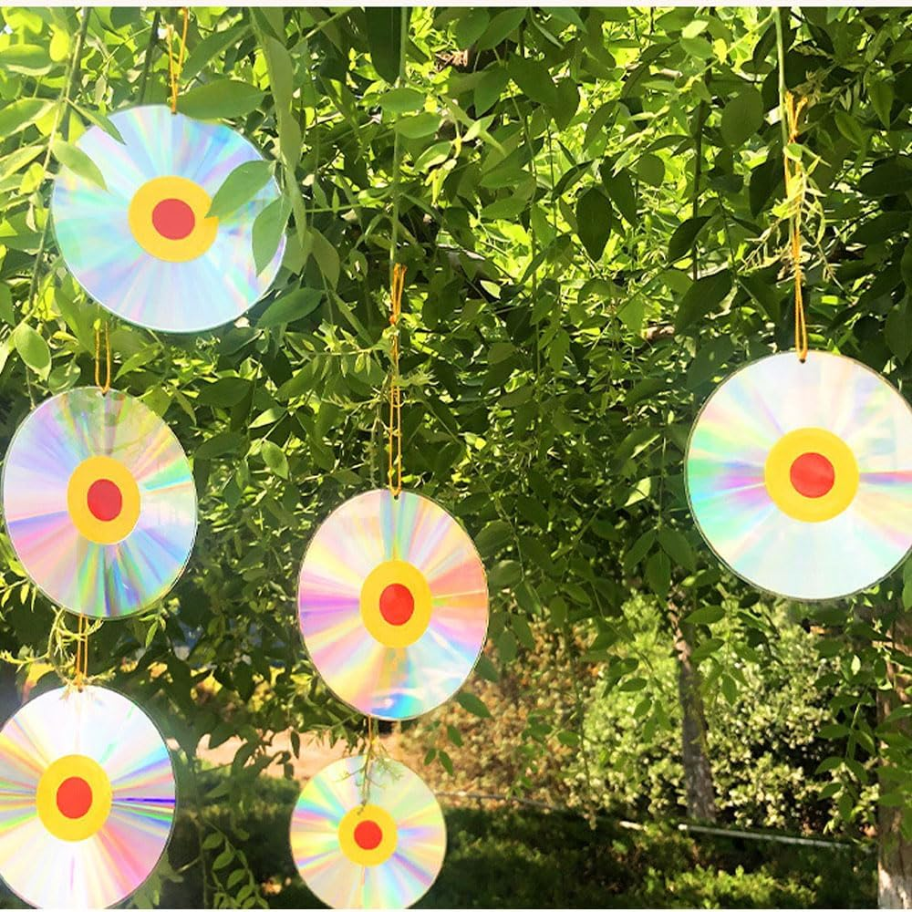 4Pcs Double Sided Reflective Bird Deterrent Discs Wind Activated Scare Devices for Pigeons, Ducks and Crows, Outdoor Garden Decorations, Durable and Effective Pest Control Solution image number 1
