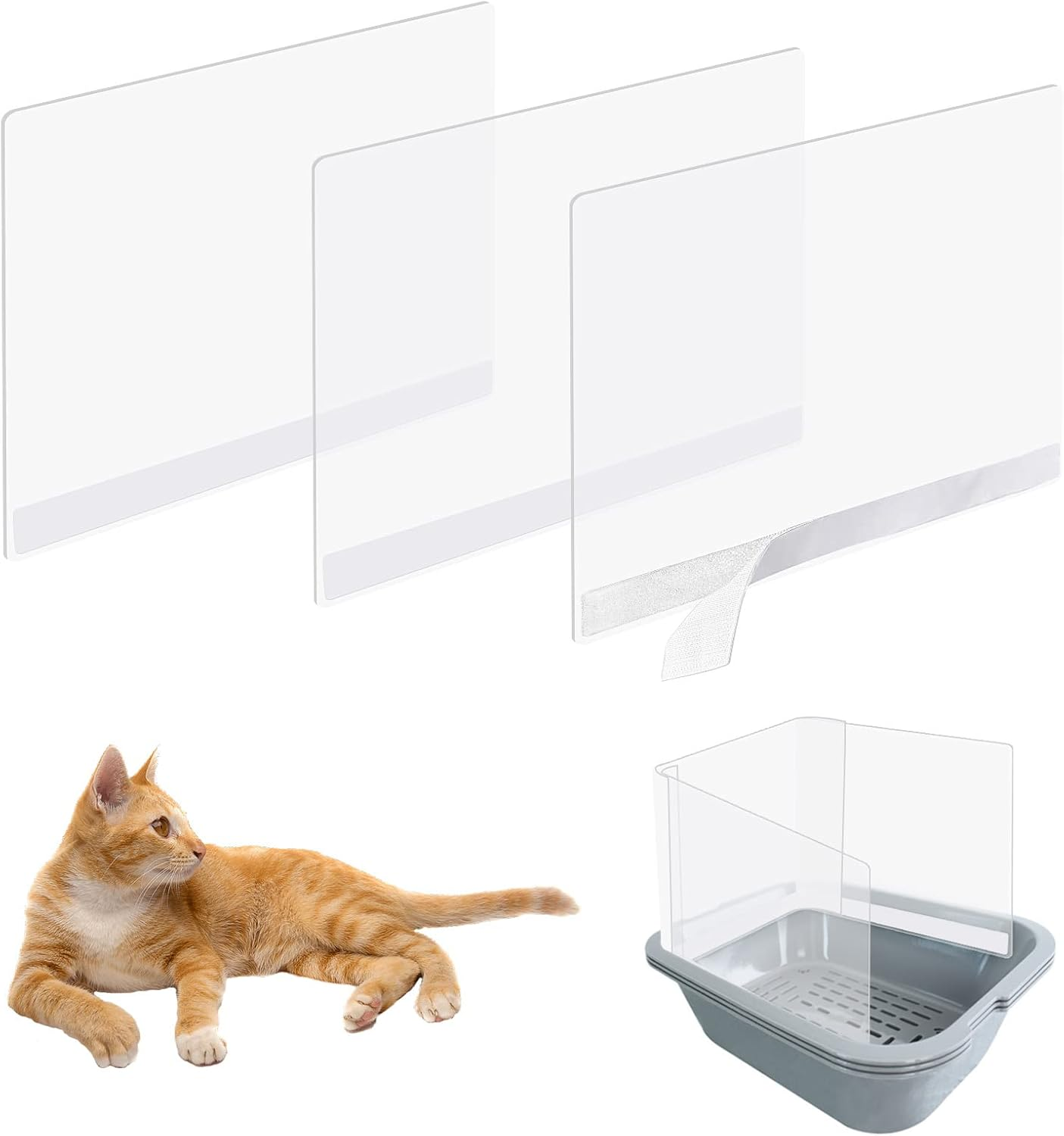 6 Pcs Cat Litter Box Splash Guard Pee Shields - Anti-Splashing Reusable High Sided Litter Box High Wall Cat Toilet Training Kit for Open Top Litter Pan (Litter Box Not Included) image number 3