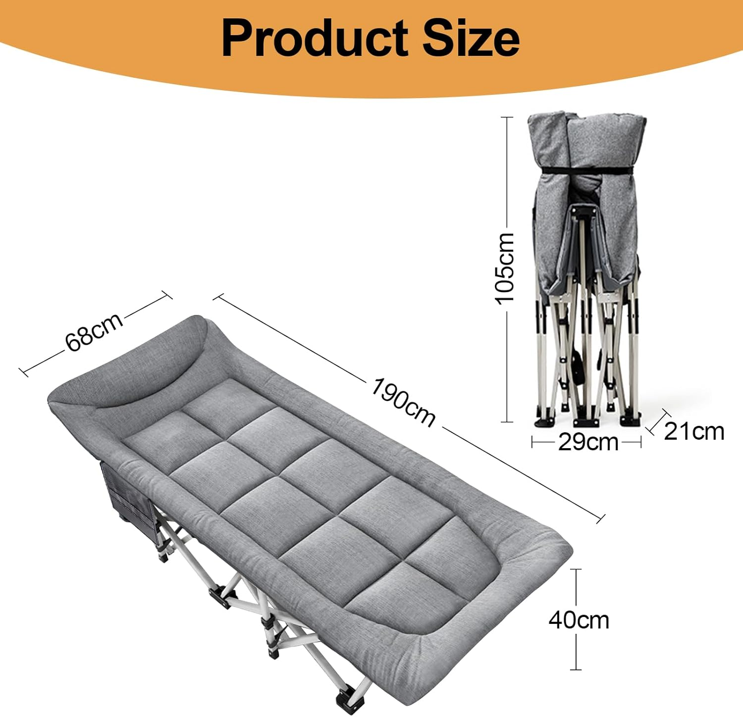 Folding Camping Cot, Sleeping Cots for Adults with Mattees, Camping Bed for Home, Office and Outdoor Beach(Include Carry Bag) image number 1