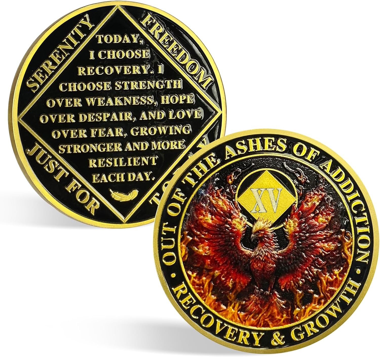 CHURYUML 15 Year NA Medallions Phoenix Recovery Chip Out of the Ashes of Addiction NA Sobriety Coin Narcotics Anonymous Gifts Sobriety Addiction Recovery Gifts Narcotics Anonymous Coin image number 6