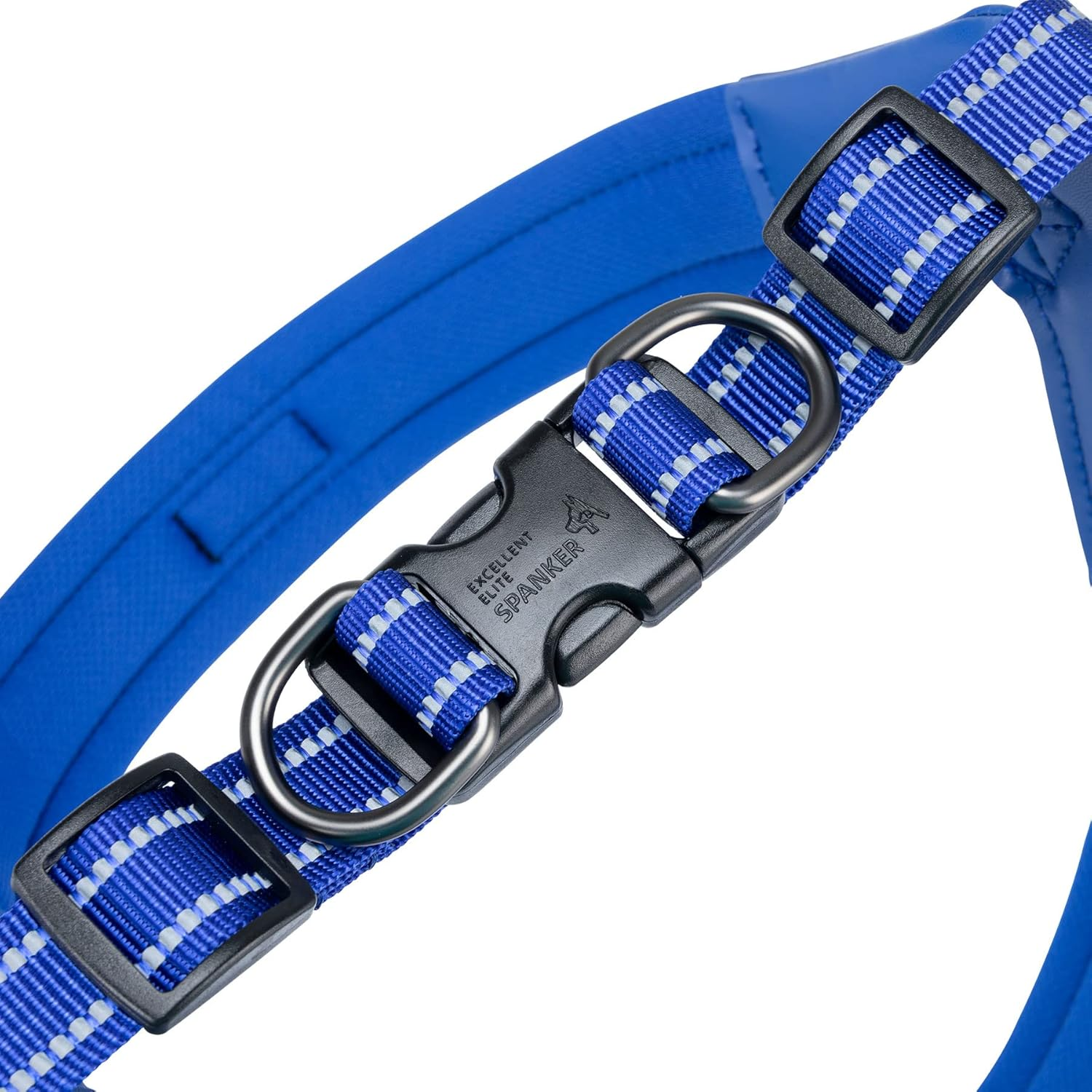 EXCELLENT ELITE SPANKER No Pull Dog Harness Reflective Nylon Vest V-Shaped Soft Padded Adjustable Easy Pet Harness for Medium Large Breeds Dogs Walking Training Black Purple(Blue-M) image number 3