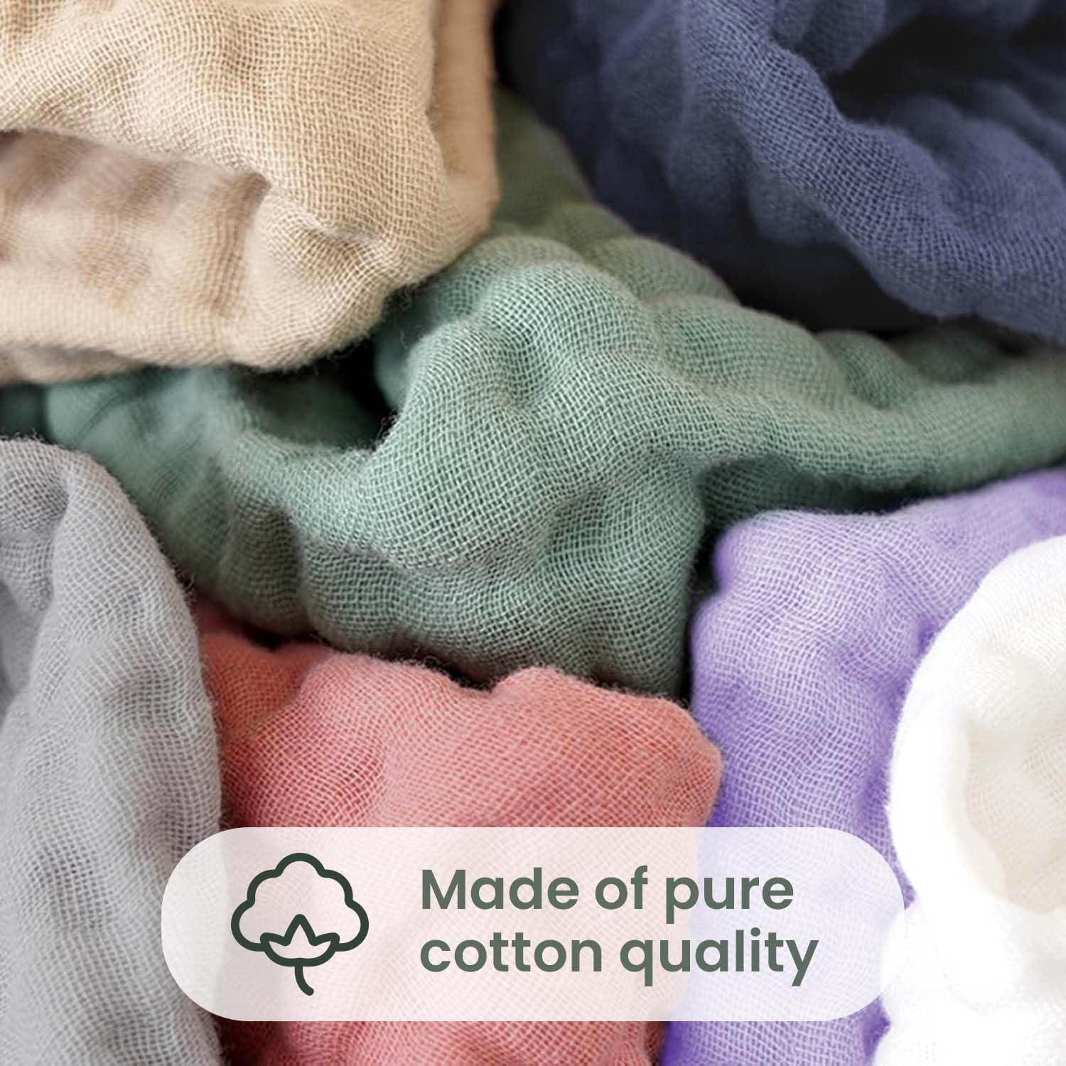 DAWNTREES Muslin Burp Cloths for Baby - 7 Pack,25X50Cm, Ultra Soft & Absorbent for Boys & Girls (Colour, 25X50Cm) image number 5