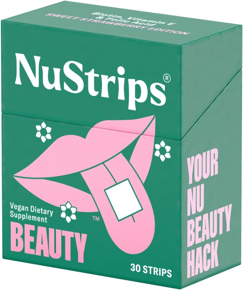 Beauty in a Strip&trade; (30 Day Supply) | Oral Strips with Biotin, Folate and Vitamin E | Fast Acting, Vegan, 100% Natural image number 1