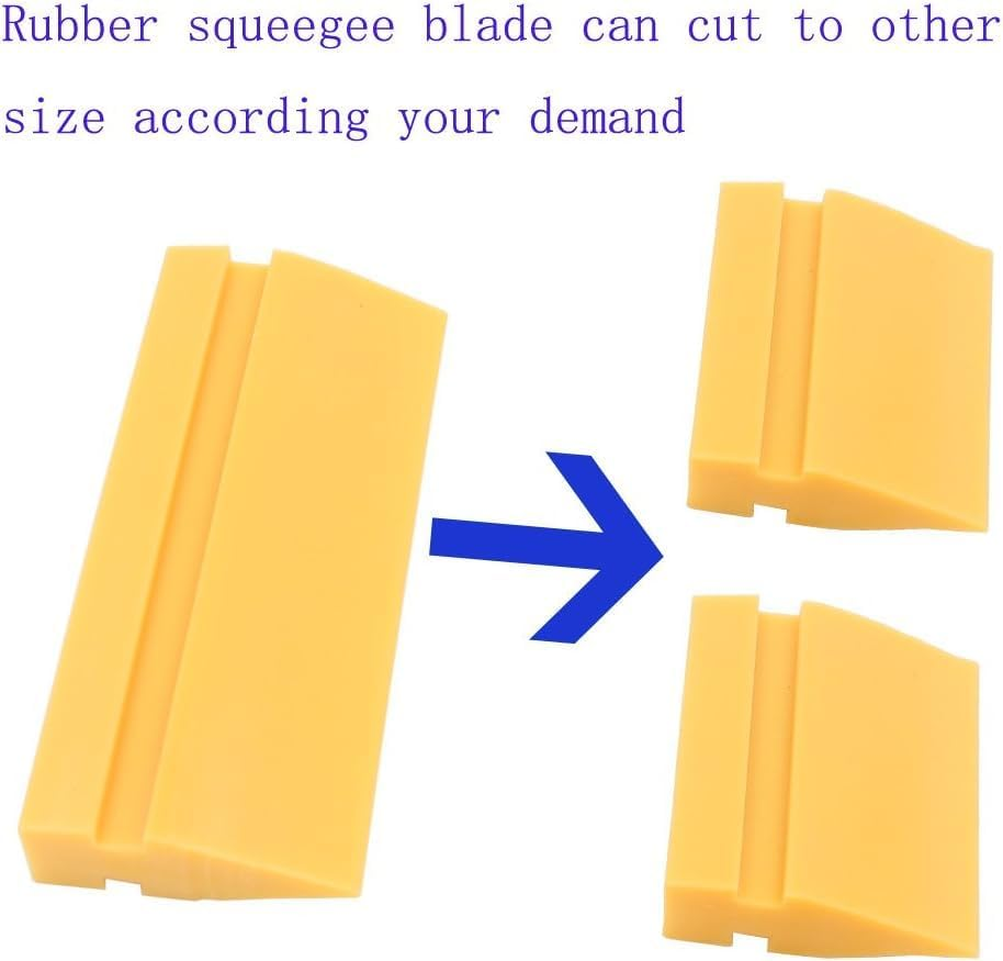 Soft Rubber Squeegee Blade for Car Vinyl Wrapping, Window Tint Film Installation, Car Decal Tool. Home Glass/Mirror/Window Cleaning as Water Blade. (Black+Yellow, One Size)