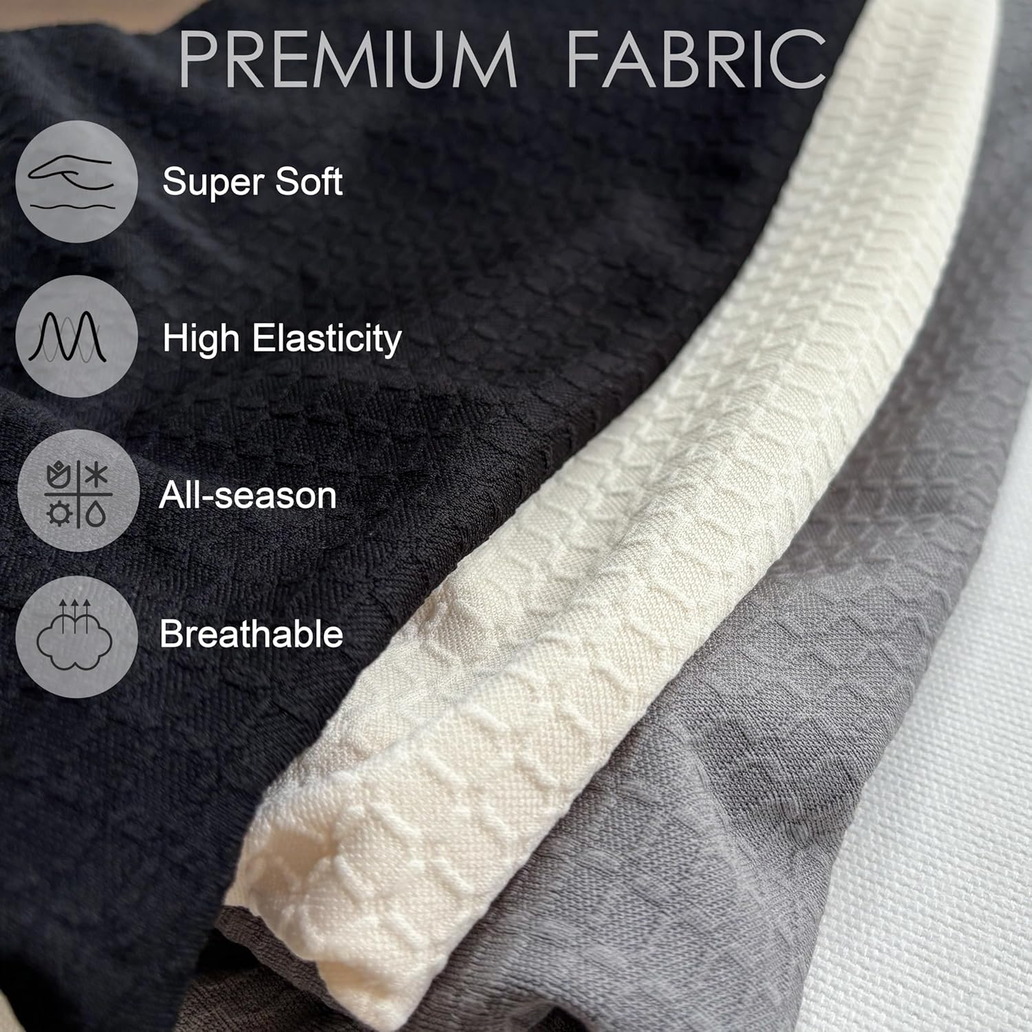 Waterproof Dining Room Chair Seat Covers Set of 6，Stretch Jacquard Fabric Stretch Removable Washable Slipcover for Kitchen Seat Cushions (6, Black) image number 3