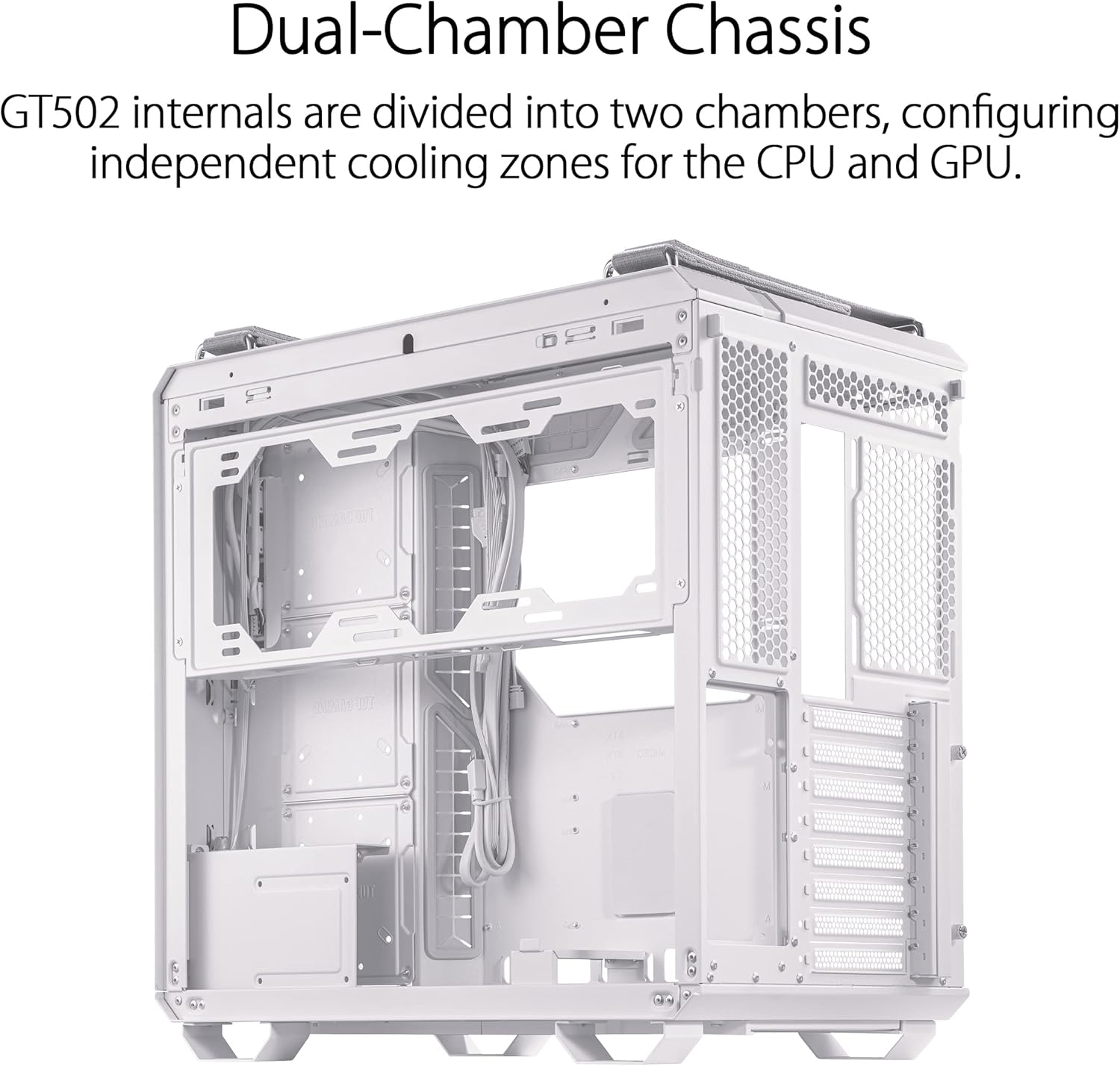 ASUS TUF Gaming GT502 ATX Mid Tower Gaming Case (Dual Chamber Design, Independent Cooling Zones for the CPU and GPU, Tool-Free Side Panels, USB 3.2 Gen 2 Type-C Front Panel, Four ARGB Case Fans) image number 2