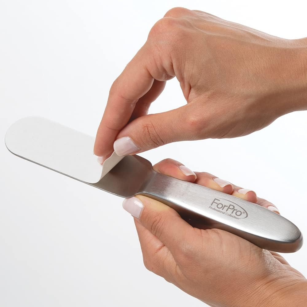 Forpro Professional Collection Stainless Steel Pedi File Kit - 100% Sanitizable Pedicure File for Heels and Feet - Includes Six Black 80 Grit and Six White 180 Grit Refill Strips- 8.5" L image number 2