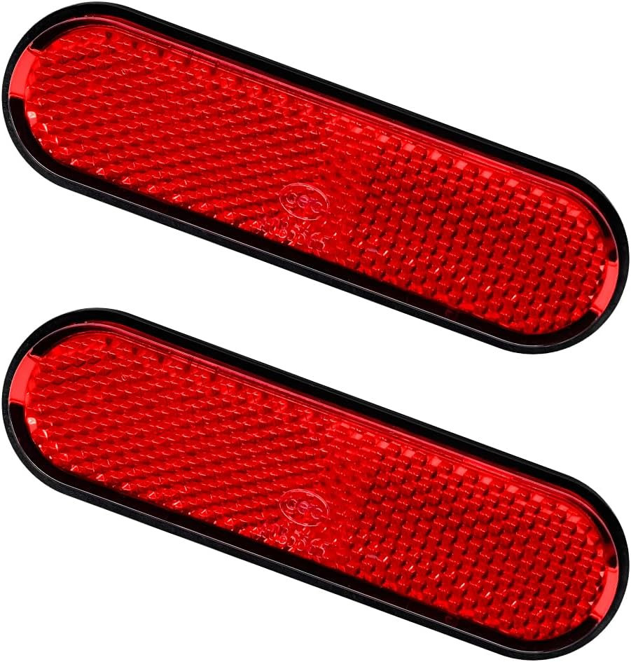 2 PCS Motorcycle Warning Reflectors, M6&times;1.0 Waterproof Plastic Reflective Warning Reflector, Motorcycle Rear Safety Reflector with Screw, Universal Motorcycle Accessories (L, Red)